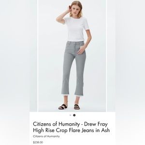 NWOT Citizens of Humanity - Size 25 grey Drew Fray high rise flare in Ash.